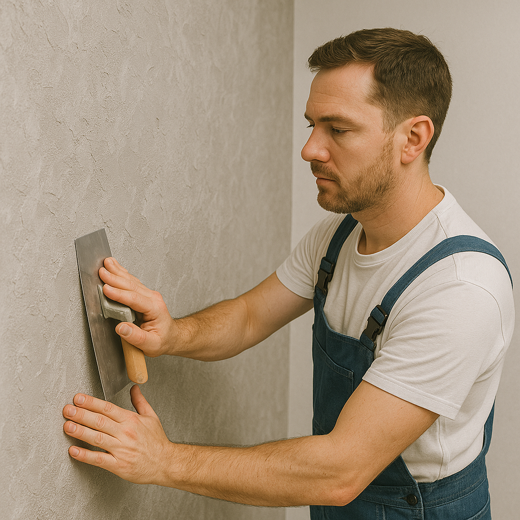 Photo d'une pose d'enduits décoratifs muraux